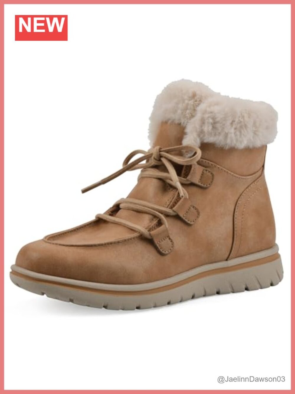 Lace-Up Ankle Bootie with Faux Fur Lining, Textile